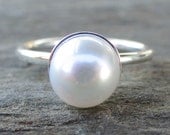 Sterling Silver Stacking Fresh Water Pearl Ring Handmade Size 6.5