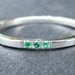 Three Stone Sterling Silver Stacking Ring 925 and Three Emeralds  Handmade Size: 7