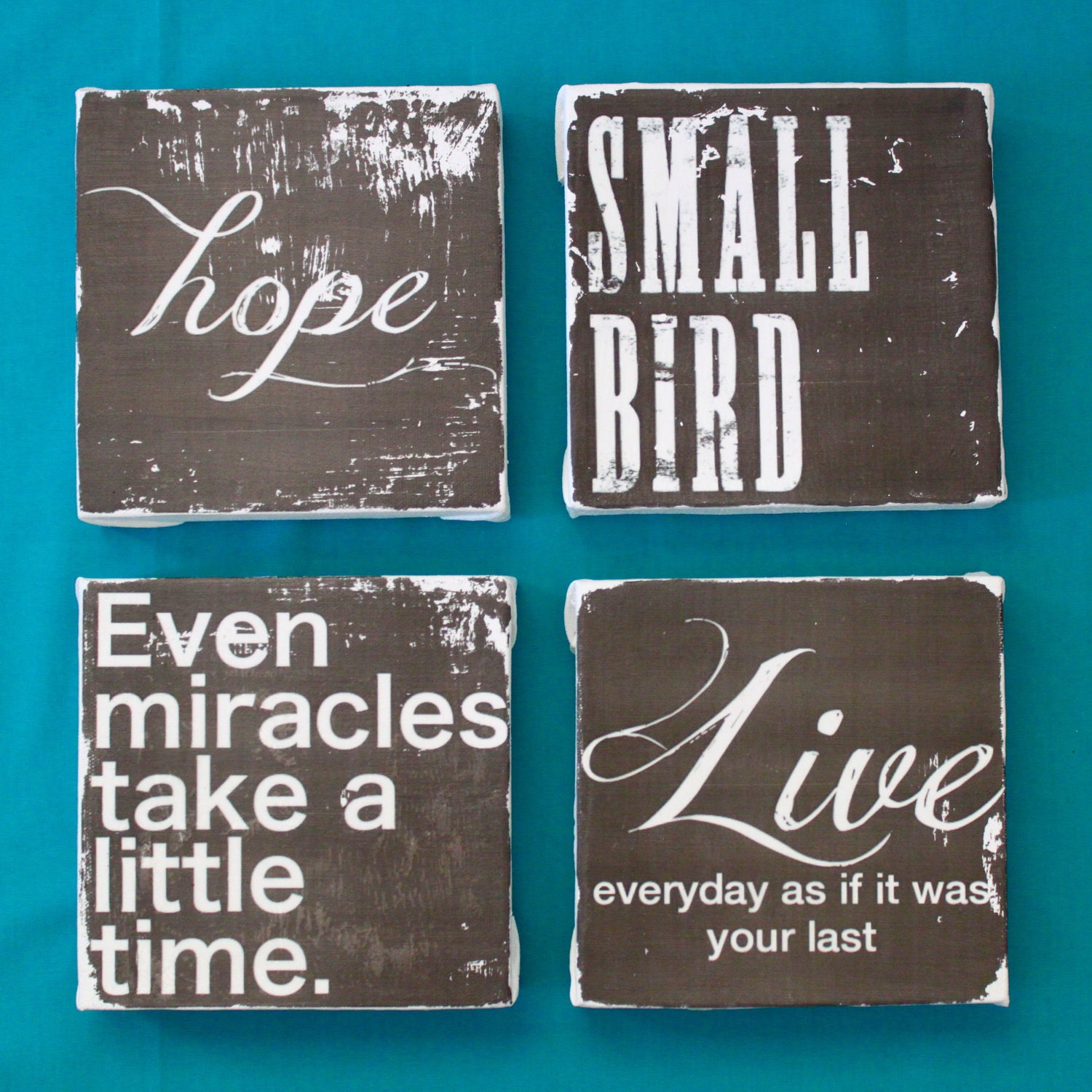 Subway Art Wall Hanging Canvas 6" x 6" - Even Miracles Take a Little Time for baby's nursery or NICU baby