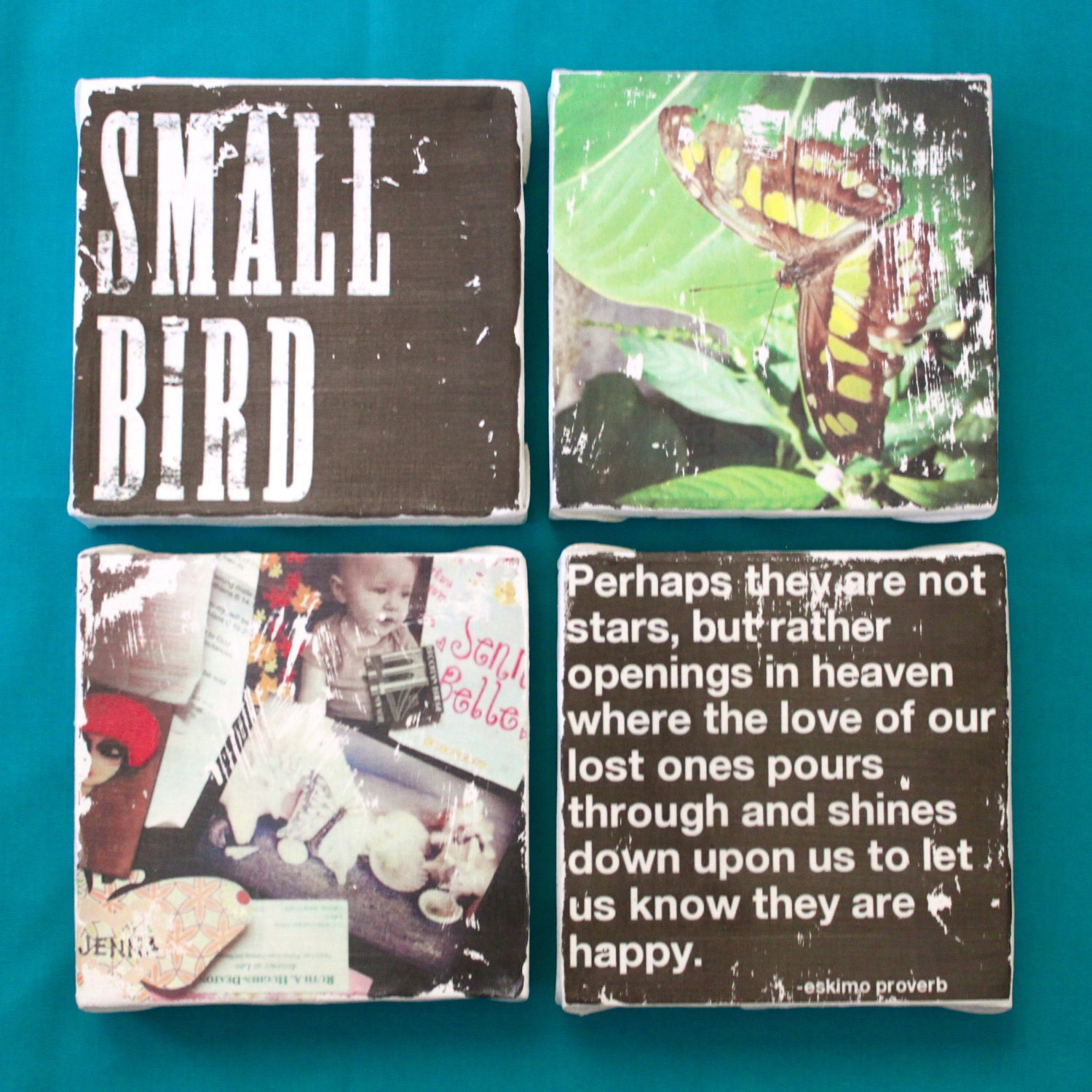 Subway Art Wall Hanging Canvas 6" x 6" - Perhaps they are not stars, but rather openings in heaven