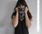 SALE Muffler Scarflette with Large Fabric Buttons - Five Color Options