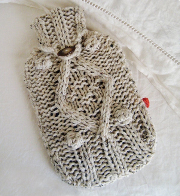 KNITTING PATTERN for chunky cable knit hot water bottle cover