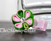 Flower Fabric Hair Clip For Girls - Strawberry Popsicle Mini Moonlit by TheMonkeyMoos