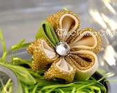 Flower Fabric Hair Clip For Girls - Blanket of Snow Medium Moonlit