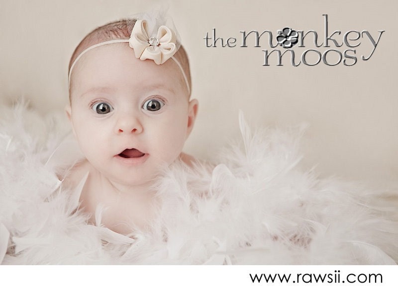 Flower Fabric Skinny Headband -Plush Clouds Medium Moonlit Skinny Headband