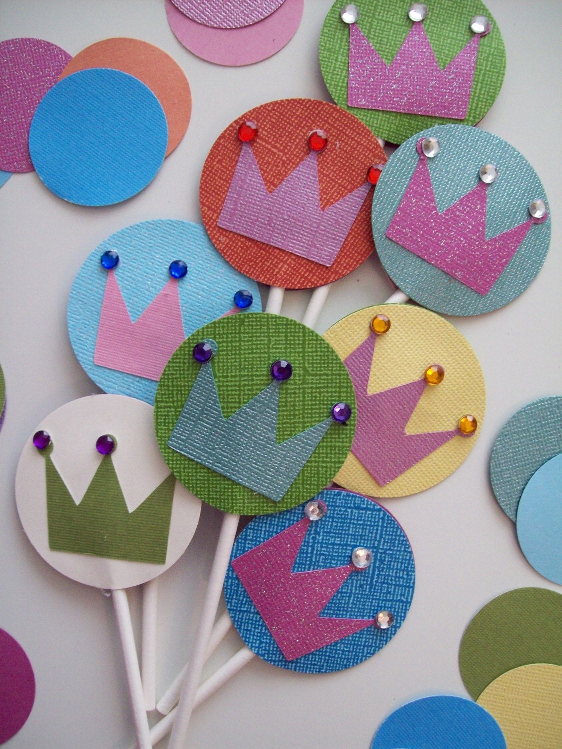 Modern Pretty Princess Party- Crown Cupcake Toppers