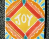 Joy Tile Trivet Coaster Yellow Red Orange Turquoise