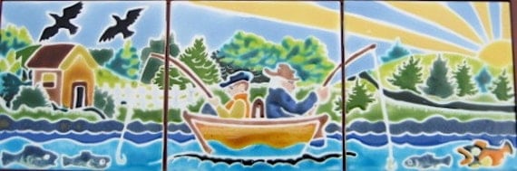 Fishermen Fishing in Three tiles