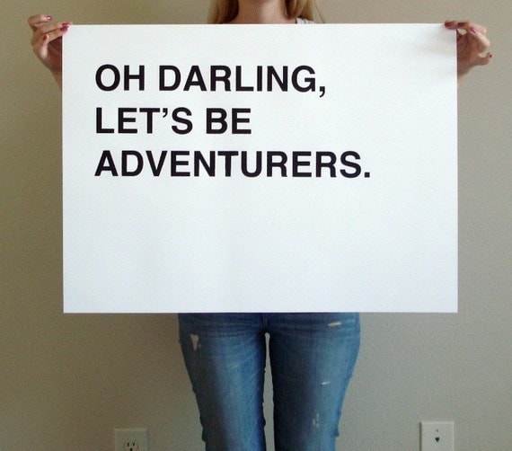 large oh darling, lets be adventurers - black
