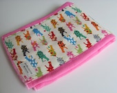 Hippos on Hot Pink Hand Dyed Burp Cloth