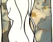 Archival print of original drawing combined with photograph - Dogwoods