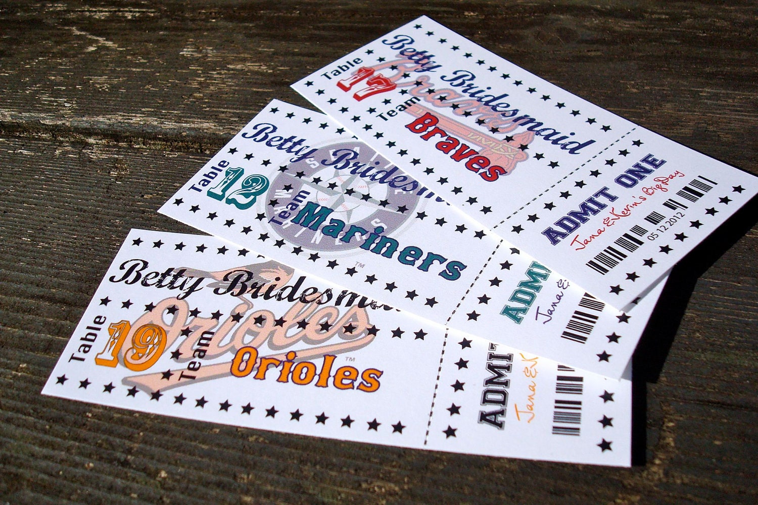 Baseball Ticket Escort Card (Deposit to Get Started)