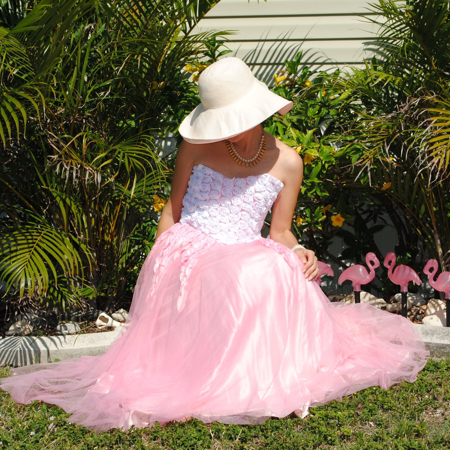 Vintage Wedding Dress white rosettes pink steampunk upcycled 80s lace wedding gown hand dyed by vastly vintage on etsy