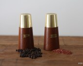 Vintage Wooden Salt and Pepper Shaker with Golden Etching