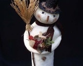 Primitive Folk Art Christmas Snowman and Mouse PRINTED PATTERN by cheswickcompany