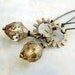 Brass Steampunk Earrings with Turbine Picasso Czech glass beads and brass gears - Steam Punk Jewelry