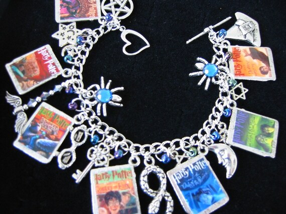 Hand Crafted Harry Potter Inspired Book Charms Bracelet