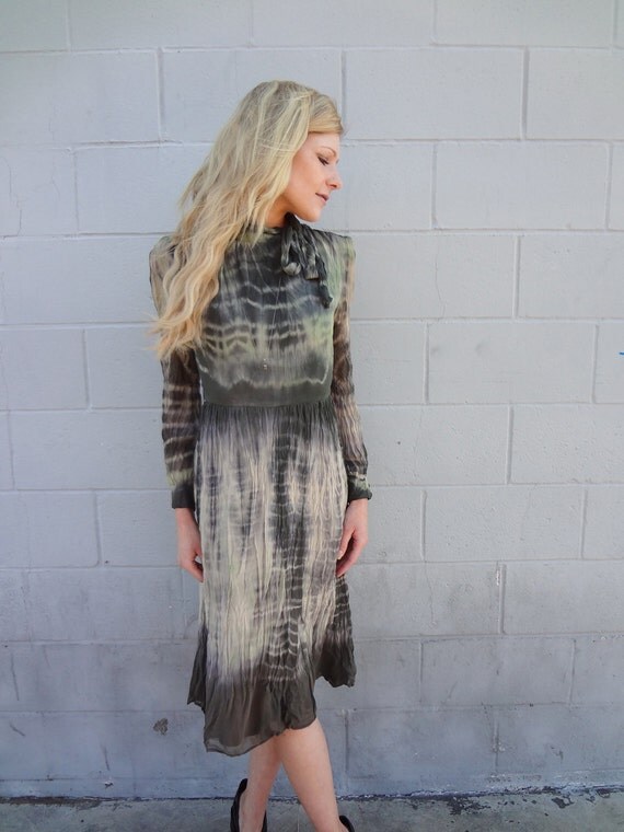 RESERVED FOR JULIA Hand Tie Dyed Vintage Silk Dress