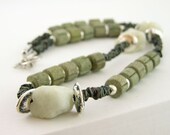 necklace raw aquamarine rough silver ceramic unisex blue verdigris nature organic tribal urban modern ethnic grey statement