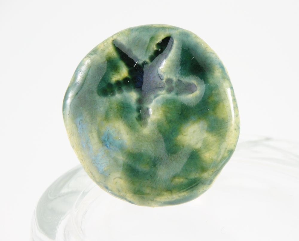 ring adjustable teal blue glazed ceramic pastel organic nature modern sea starfish star beach free shipping