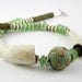 necklace silver ceramic african glass repurposed old dutch pipes aqua olive green tribal ethnic inspired unisex modern