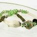 necklace silver ceramic african glass repurposed old dutch pipes aqua olive green tribal ethnic inspired unisex modern