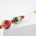 hat pin shawl pin brooch red mosaic Murano Murrina millefiori gold plated filigree modern mid century free shipping teamt