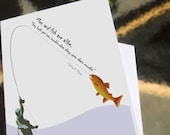 May Birthday - Greeting card -  Men and Fish Are Alike - a card for your favorite fisherman - illustration