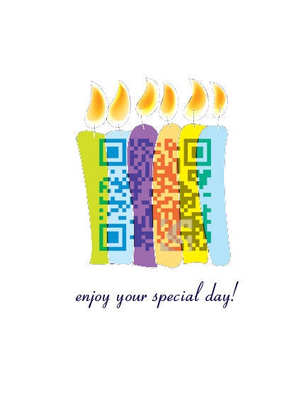 June Birthday card - QR Code Card - Happy Birthday or personalized message for additional 3 dollars - OOAK QR Code Art