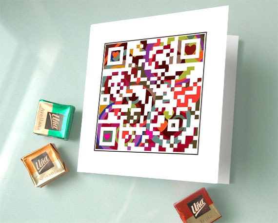 Happy Valentine's Day or Personalized Message for an Additional 3 Dollars - Valentine Card, Love Card, Wedding Invitation Card - QR Code Art