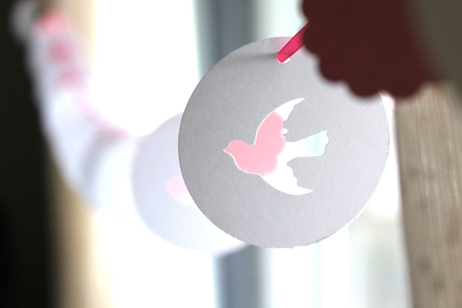 6 Foot - White Doves and Orbs Garland - available in your choice of colors  -  Party Banner Garland perfect for Bridal or Baby Showers