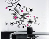 Wall decals TECH SHAPES Abstract shapes vinyl art stickers interior decor by Decals Murals (Large)