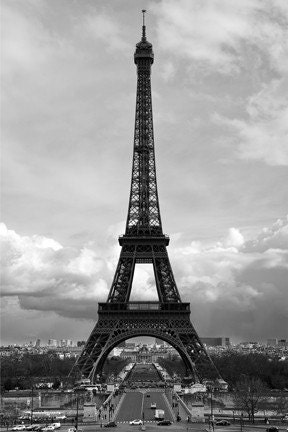 Classic Architecture - Paris Eiffel Tower - Vintage Travel Photography - Black and White - Landscape - Landmark