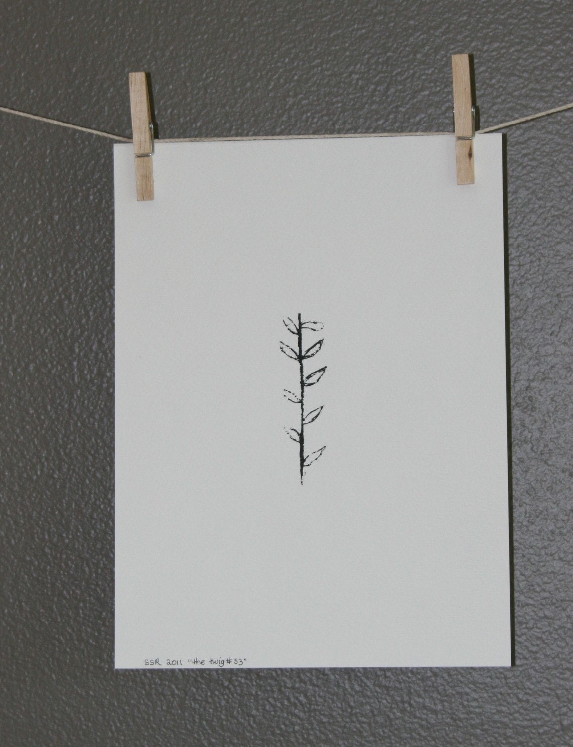 Black and White Spring POSTER Twig linocut 9x12