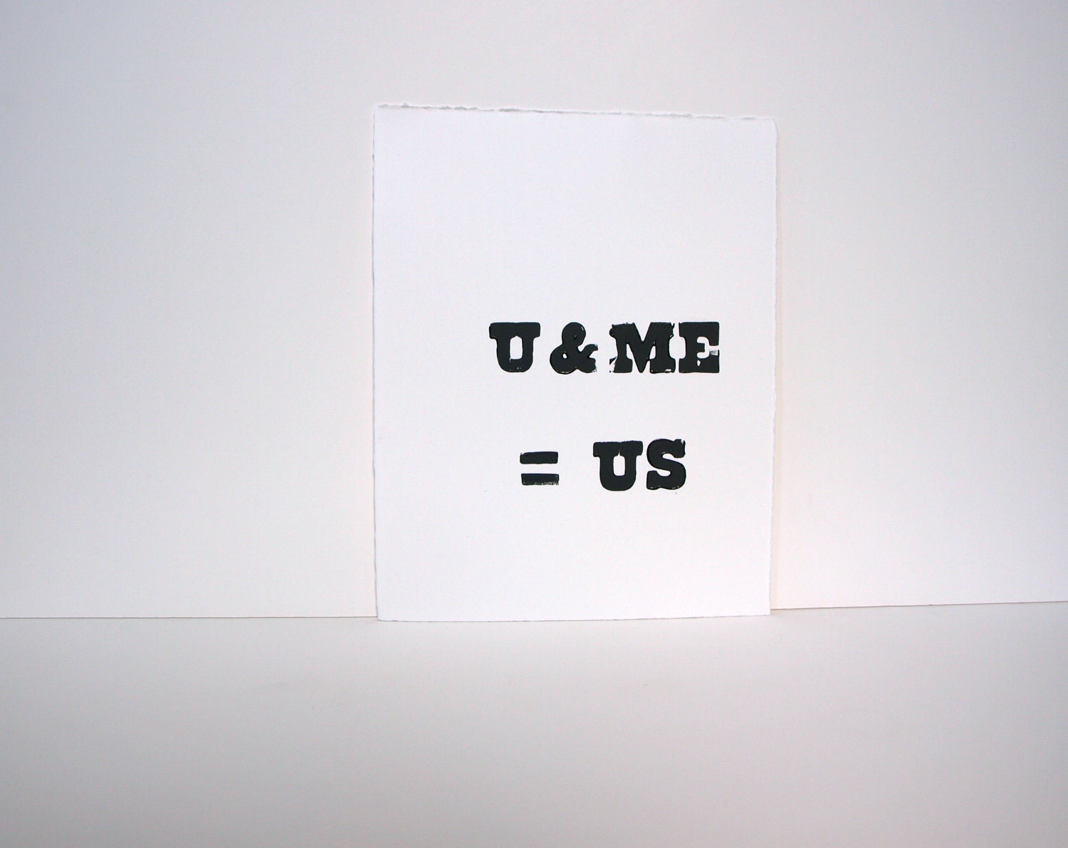 Typography Woodblock PRINT - US in Black 8x10 on white paper Printmaking