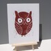 Owl Linocut PRINT - Dark Brown Owl 8x10