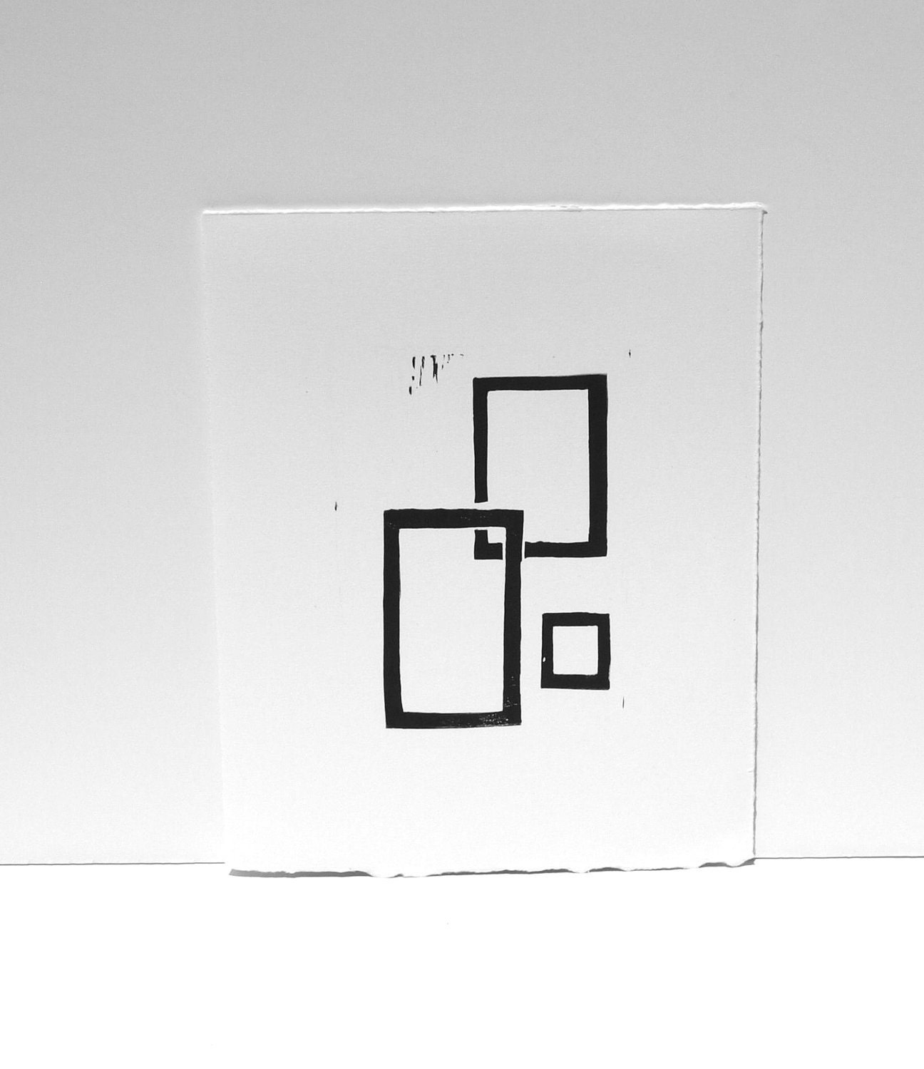 Linocut geometric art PRINT Modern Black Rectangles Linocut 8x10