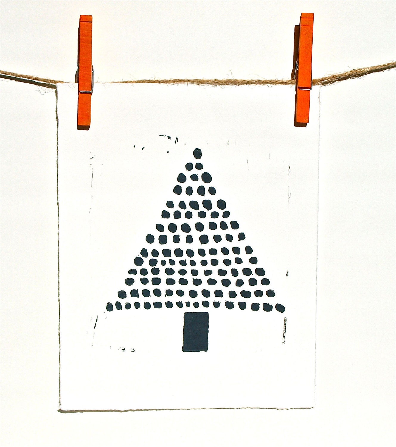 Modern Christmas Tree Decor POSTER - Linocut 8x10 on white paper