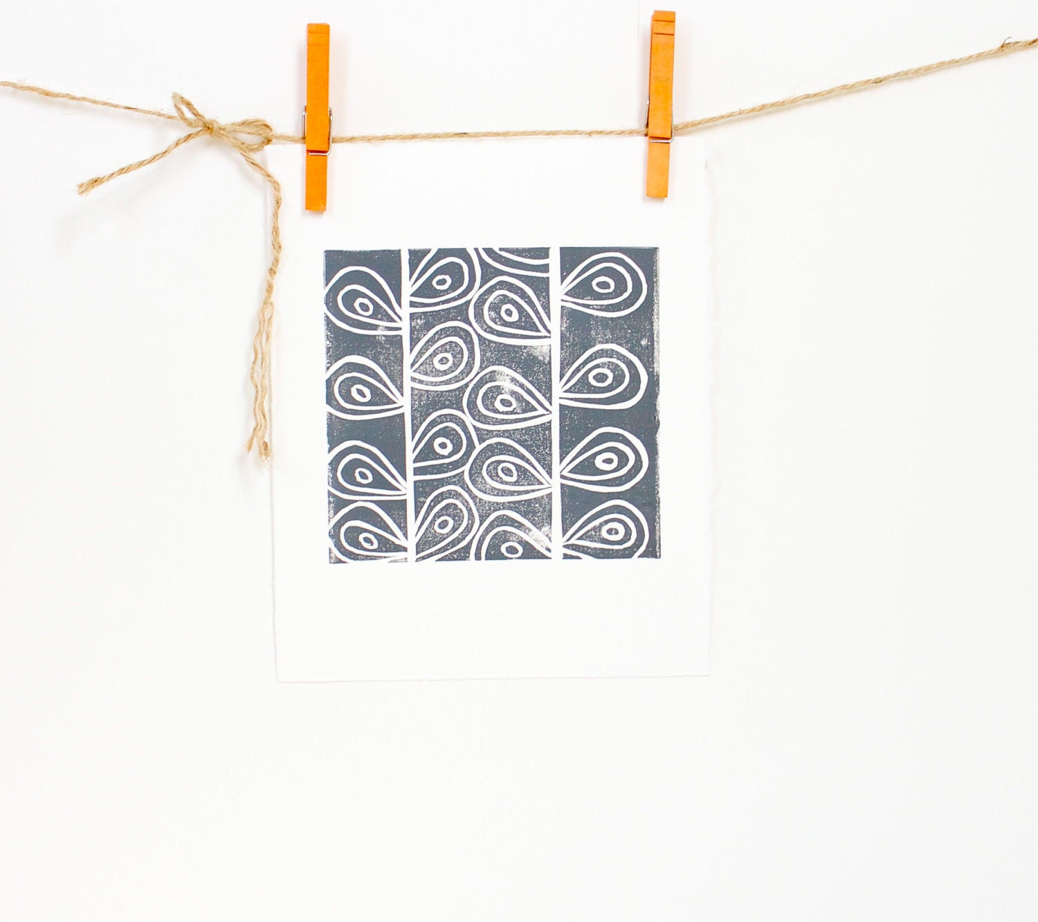 Gray Art Garden Stems Gray Modern Art Linocut Print of garden stems 8x10 Printmaking