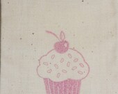 muslin gift bags DOZEN PINK CUPCAKESx12, favor bags,birthday party, gift bags
