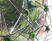 5 Stained Glass Stars- Green Cranberrys