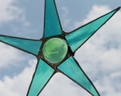 Atlantic Ocean Star in teal, tuquoise or green Stained Glass
