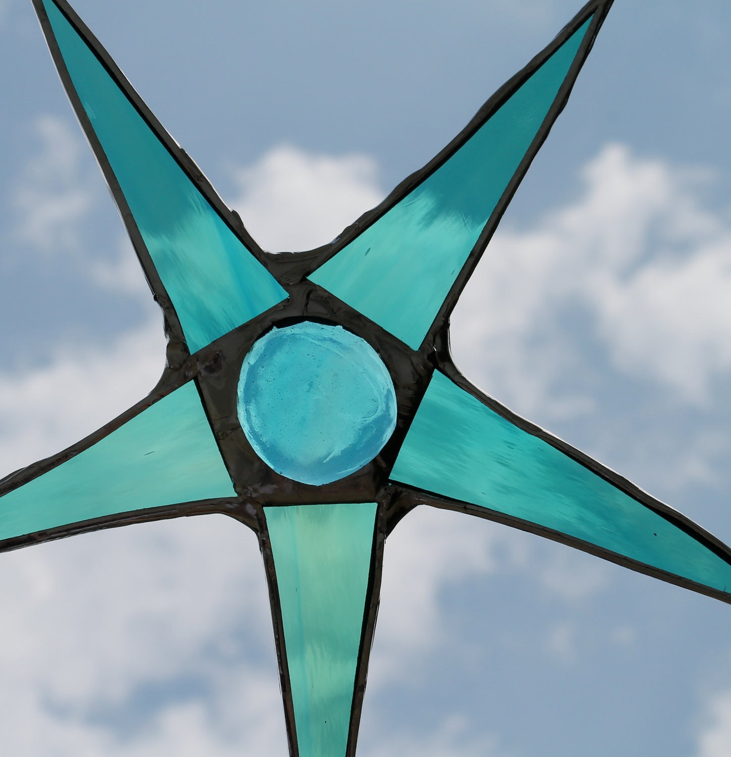 Atlantic Ocean Star in teal, tuquoise or green Stained Glass