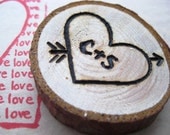 Initials in a Heart- Personalized Wood Love Magnet
