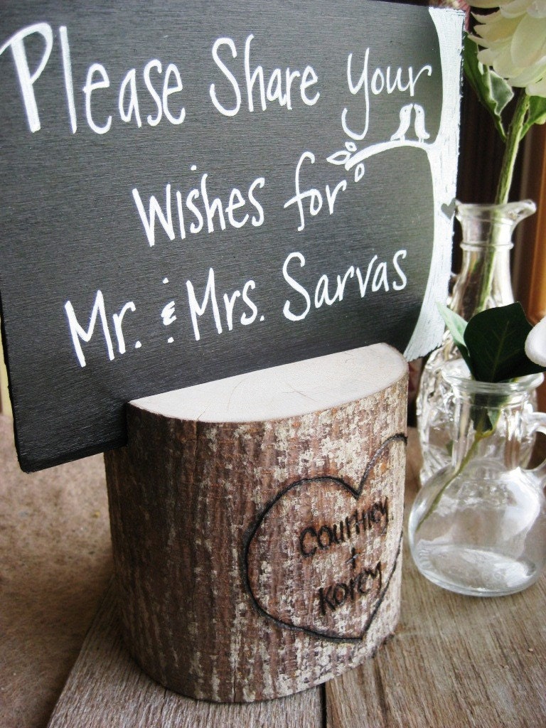 Custom Initials in a Heart Table Number Holder and Centerpiece With Custom Chalkboard Sign
