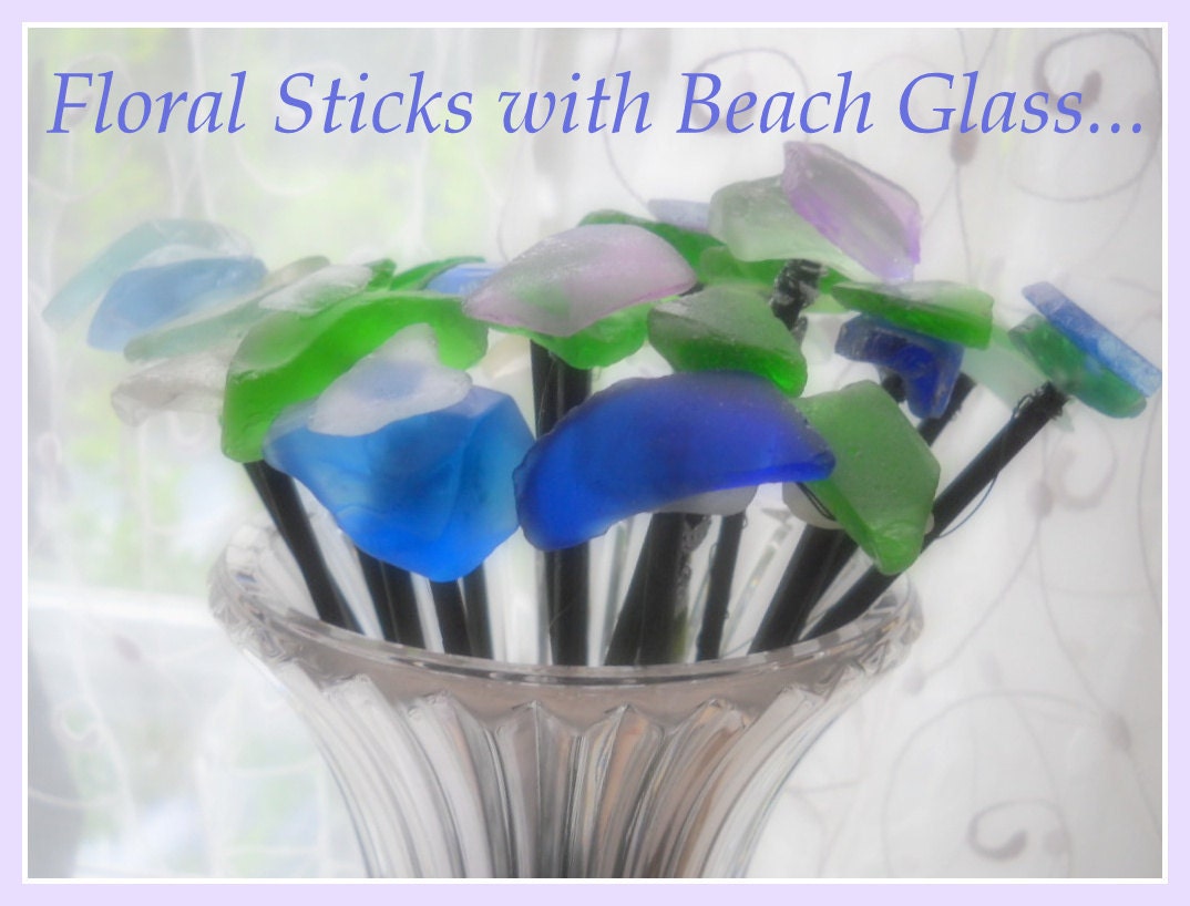 Surf Tumbled - Beach Glass Bouquet - Bridal - Garden - Wedding - Tabletop - Housewares -