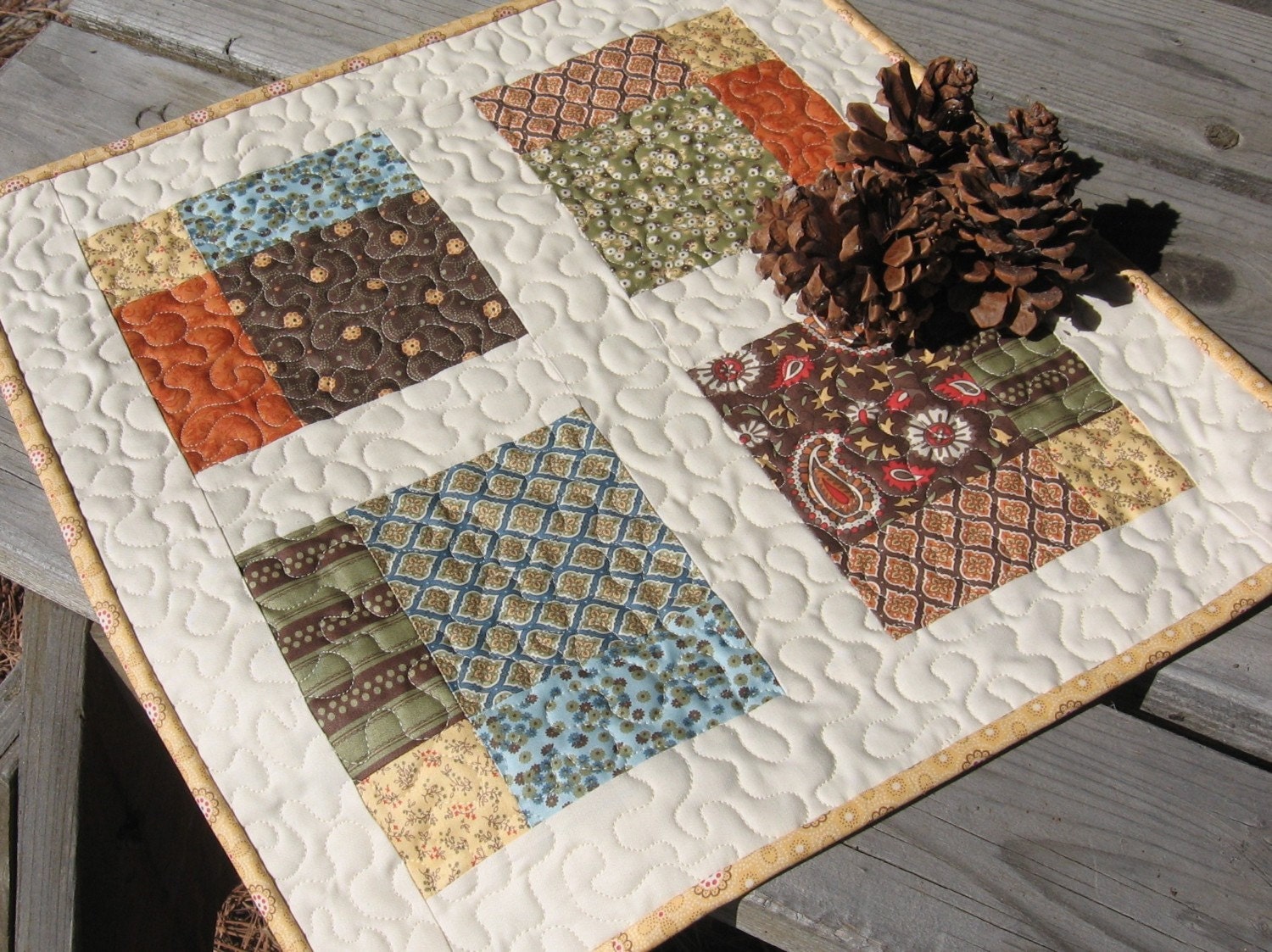 PDF PATTERN, Four Square Table Topper Quilt