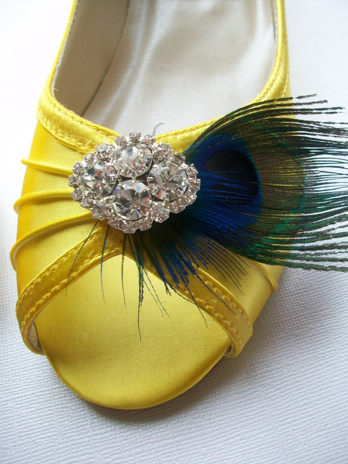 Wedding Shoes - Peacock - Yellow - One Inch Wedge