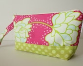 diaper clutch / diaper and wipes case -- peony in rose