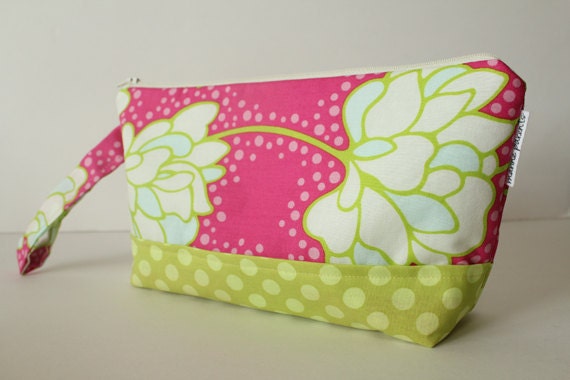 diaper clutch / diaper and wipes case -- peony in rose